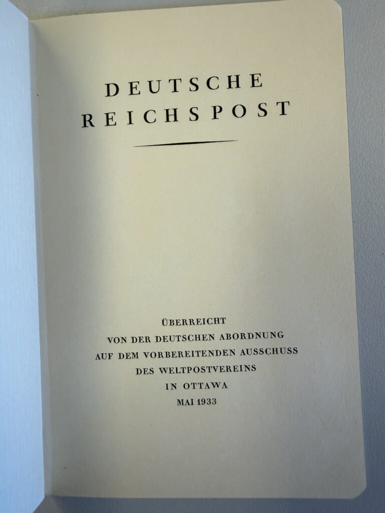 Titelseite zum Ministerbuch UPU Ottawa
